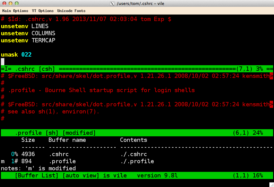 vile &ndash; dynamic updating of buffer-list